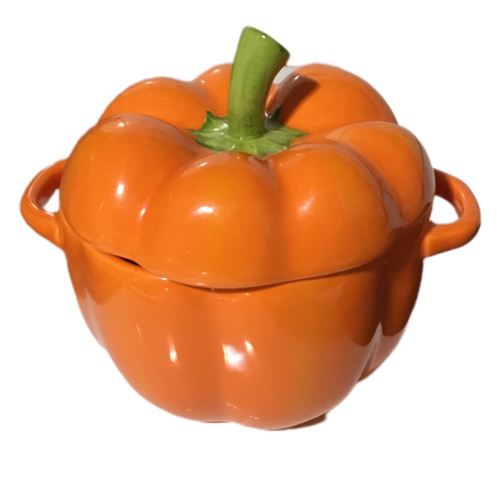 Orange Ceramic Pepper-Shaped Dish